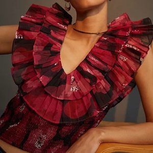 ⭐️Host Pick⭐️NWT Brand New Anthropologie Ruffled Organza Blouse